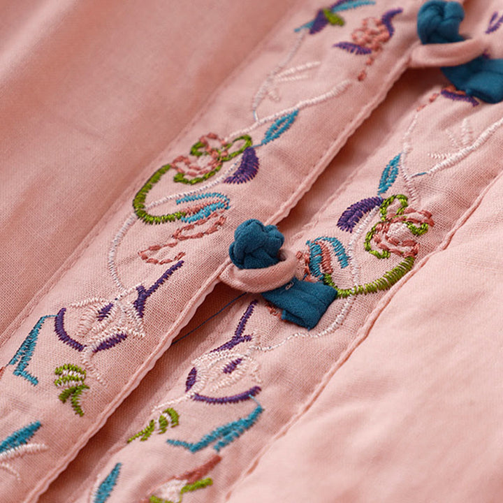 Veste thermique femme à manches longues, broderie florale hivernale et boutons brandebourg, Buddha Stones - image 11