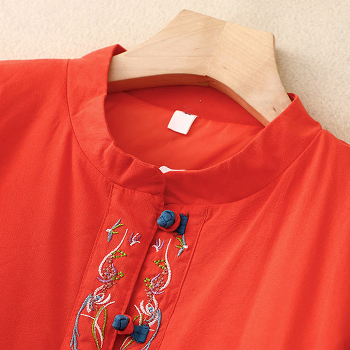 Veste thermique femme à manches longues, broderie florale hivernale et boutons brandebourg, Buddha Stones - image 18