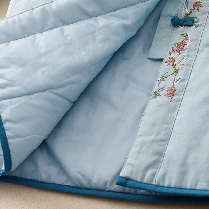 Veste thermique femme à manches longues, broderie florale hivernale et boutons brandebourg, Buddha Stones - image 5