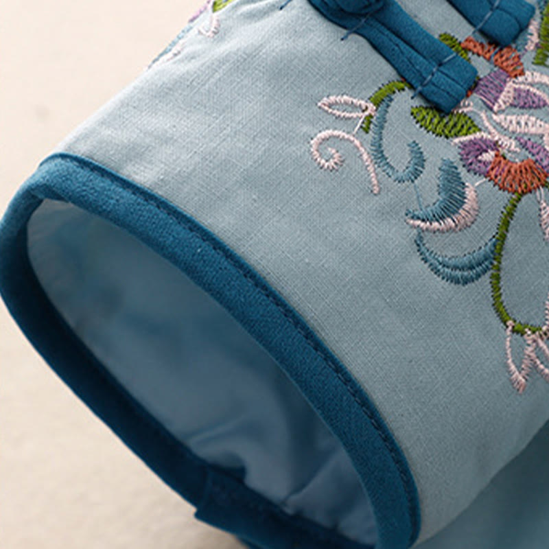 Veste thermique femme à manches longues, broderie florale hivernale et boutons brandebourg, Buddha Stones - image 6