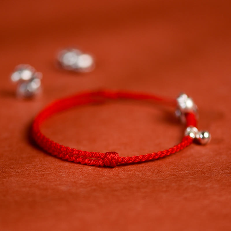 Bracelet/cheville porte-bonheur en argent sterling 999 et Buddha Stones, année du Cheval, avec cordelette en argent sterling 925 et cordon. - image 4