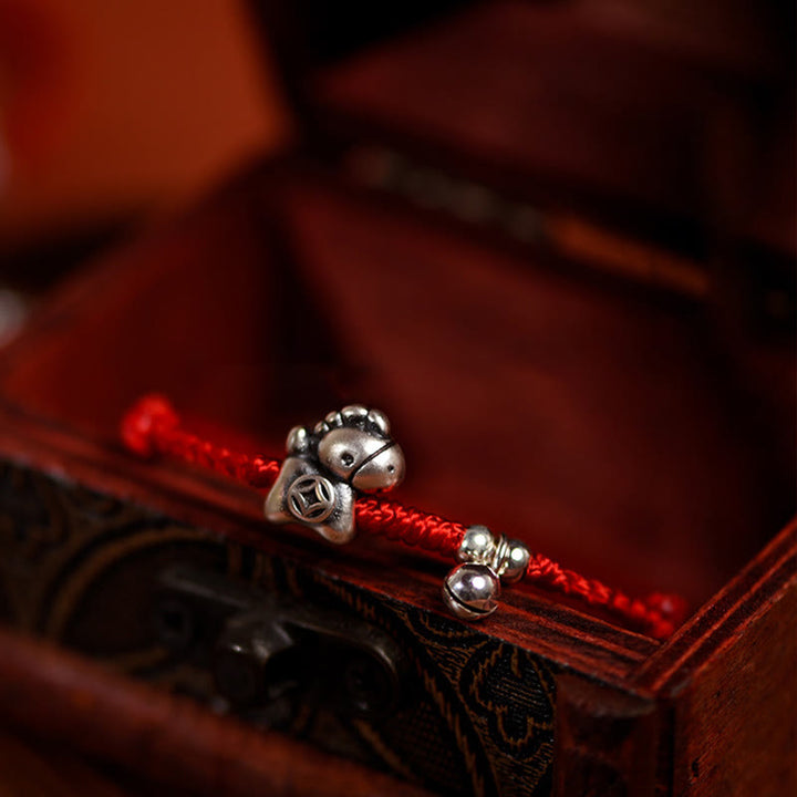 Bracelet/cheville porte-bonheur en argent sterling 999 et Buddha Stones, année du Cheval, avec cordelette en argent sterling 925 et cordon. - image 11
