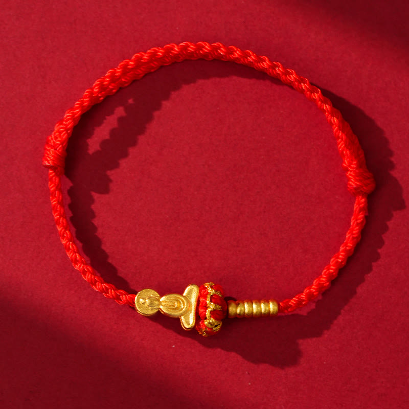 Bracelet tressé de protection en Buddha Stones, nœud de lotus et fil rouge, orné d'un Bouddha sans forme - Cordon rouge (Tour de poignet : 14-18 cm) - image 5