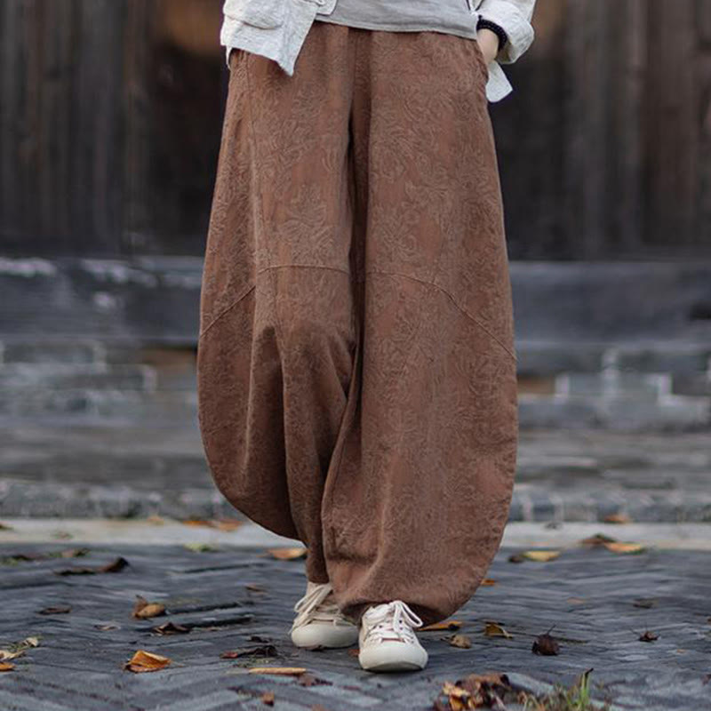 Ensemble chemise et pantalon à manches longues en jacquard à boutons brandebourg pour femme, motif Buddha Stones, en coton et lin. - Pantalon marron - US4-6，UK/AU8-10，EU36-38 (F) - image 36