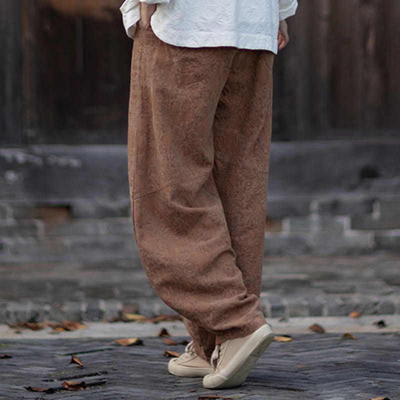 Ensemble chemise et pantalon à manches longues en jacquard à boutons brandebourg pour femme, motif Buddha Stones, en coton et lin. - image 38