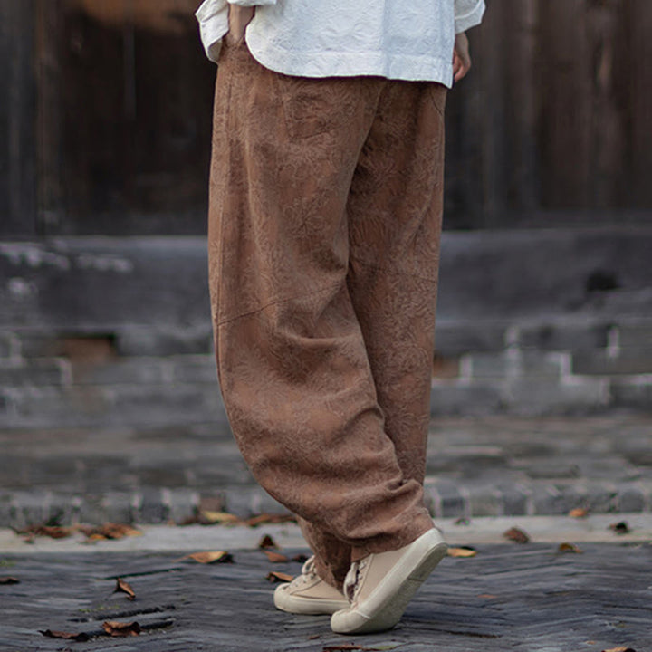 Ensemble chemise et pantalon à manches longues en jacquard à boutons brandebourg pour femme, motif Buddha Stones, en coton et lin. - image 38