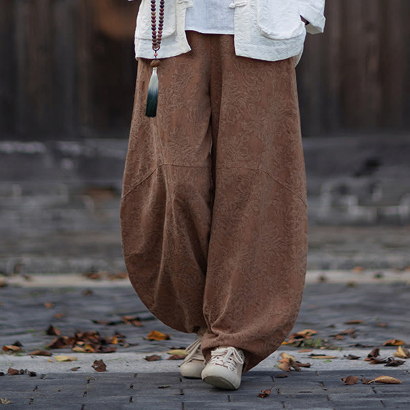 Ensemble chemise et pantalon à manches longues en jacquard à boutons brandebourg pour femme, motif Buddha Stones, en coton et lin. - image 37