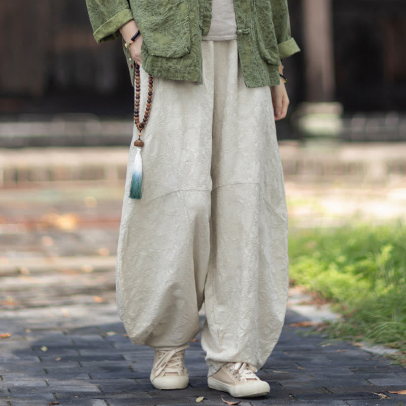 Ensemble chemise et pantalon à manches longues en jacquard à boutons brandebourg pour femme, motif Buddha Stones, en coton et lin. - image 32