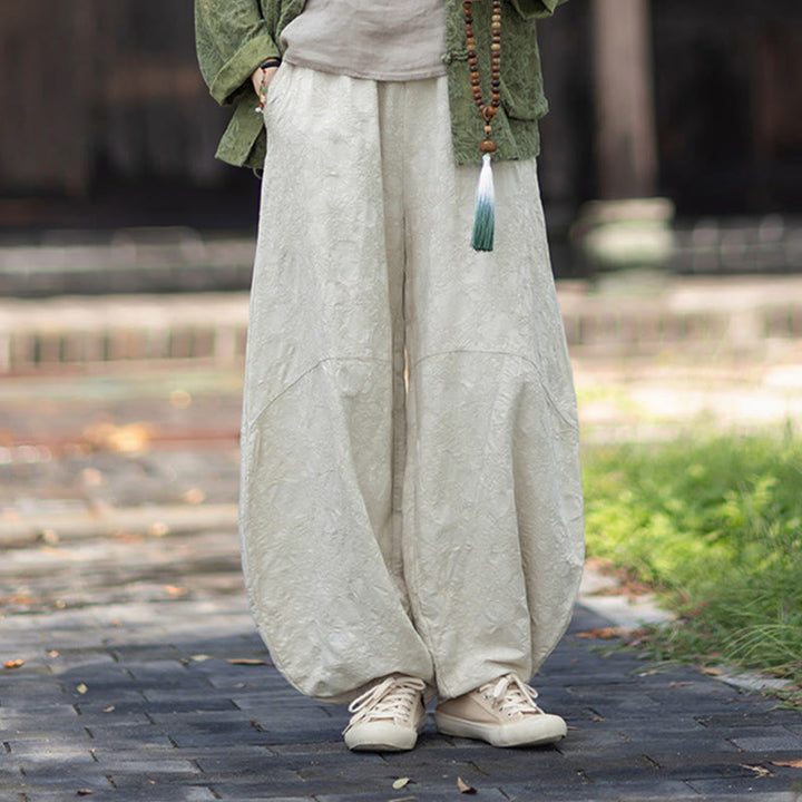 Ensemble chemise et pantalon à manches longues en jacquard à boutons brandebourg pour femme, motif Buddha Stones, en coton et lin. - image 34