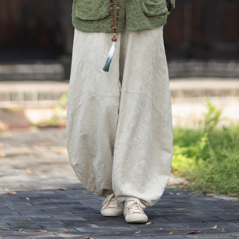 Ensemble chemise et pantalon à manches longues en jacquard à boutons brandebourg pour femme, motif Buddha Stones, en coton et lin. - image 35