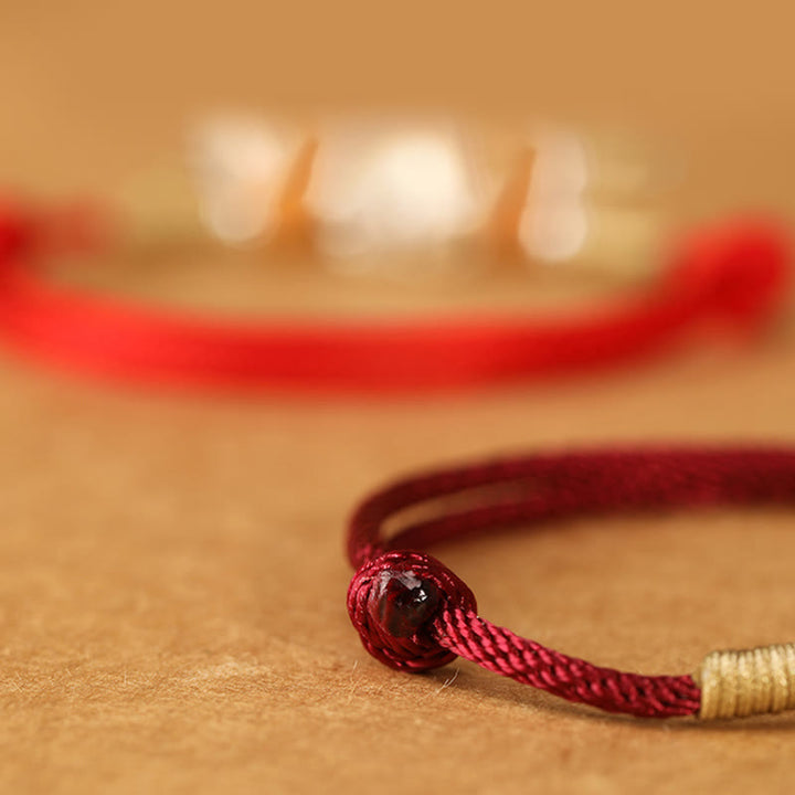 Bracelet de cheville porte-bonheur tressé à la main, orné de Buddha Stones, de breloques Pixiu en argent sterling 999 et de perles en bois de pêcher. - image 21