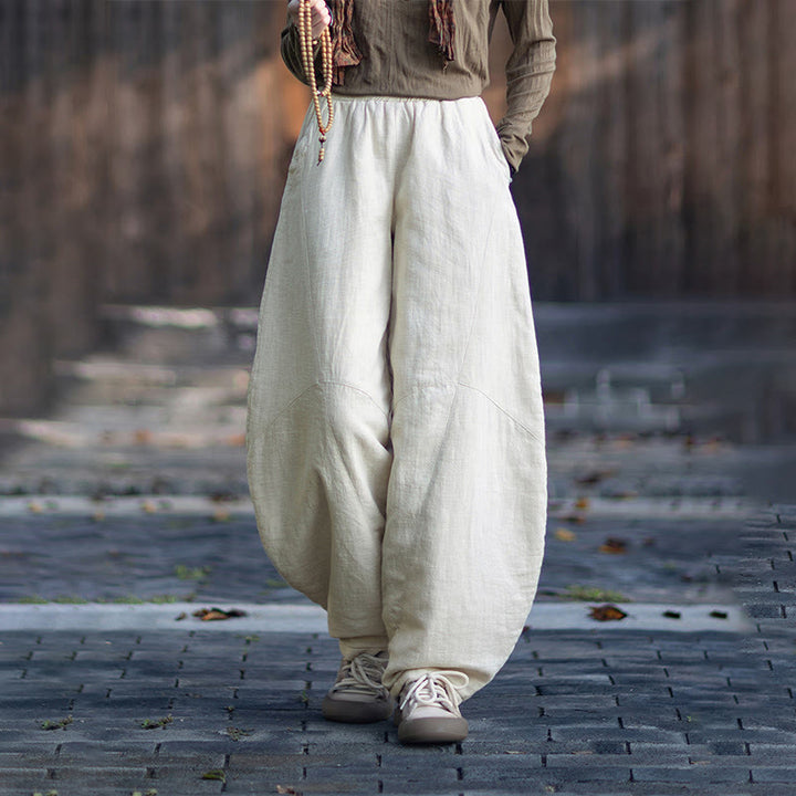 Pantalon thermique d'hiver pour femme en coton ramie, taille élastique et poches , Buddha Stones - Lin - US6，UK/AU10，EU38 (L) - image 8