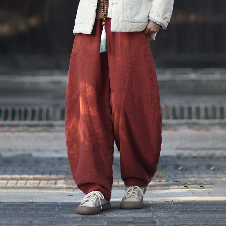 Pantalon thermique d'hiver pour femme en coton ramie, taille élastique et poches , Buddha Stones - Tomate - US6，UK/AU10，EU38 (L) - image 33