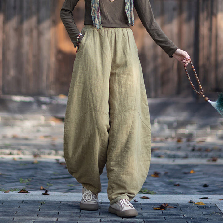 Pantalon thermique d'hiver pour femme en coton ramie, taille élastique et poches , Buddha Stones - image 7