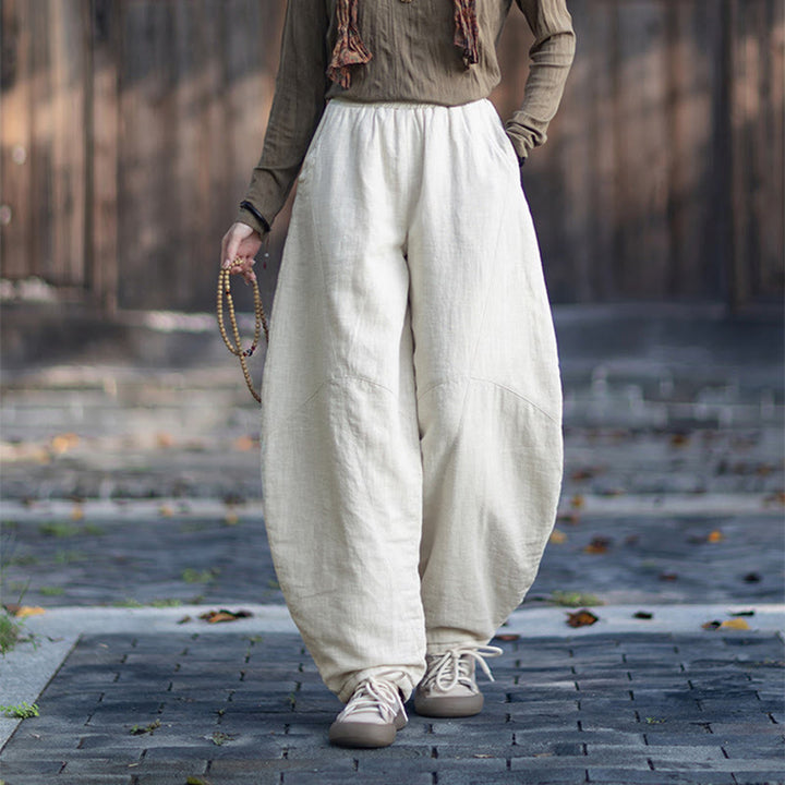 Pantalon thermique d'hiver pour femme en coton ramie, taille élastique et poches , Buddha Stones - image 13