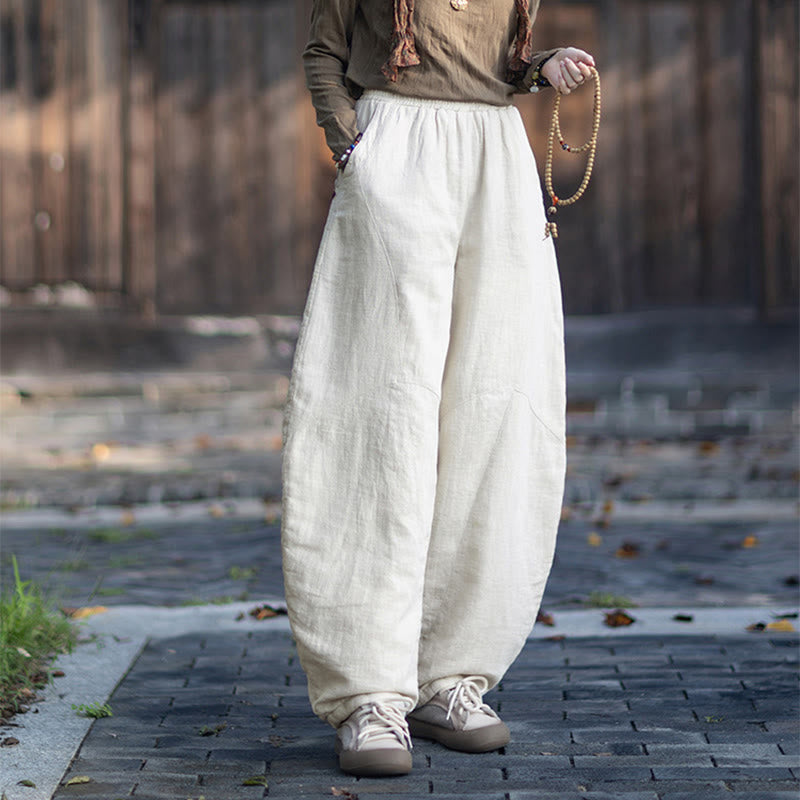 Pantalon thermique d'hiver pour femme en coton ramie, taille élastique et poches , Buddha Stones - image 9