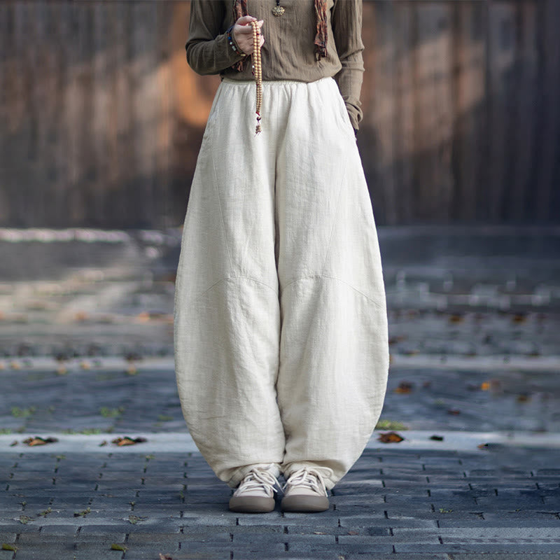 Pantalon thermique d'hiver pour femme en coton ramie, taille élastique et poches , Buddha Stones - image 11