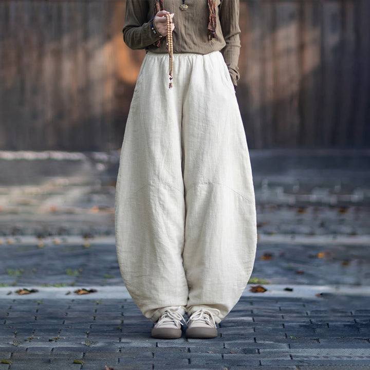 Pantalon thermique d'hiver pour femme en coton ramie, taille élastique et poches , Buddha Stones - image 11