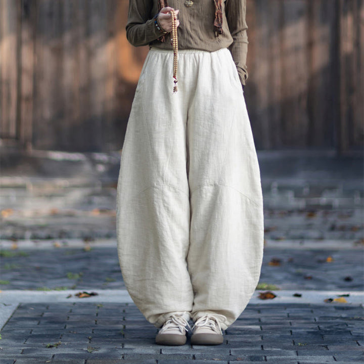 Pantalon thermique d'hiver pour femme en coton ramie, taille élastique et poches , Buddha Stones - image 10