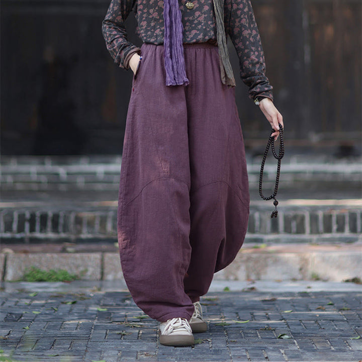 Pantalon thermique d'hiver pour femme en coton ramie, taille élastique et poches , Buddha Stones - image 17