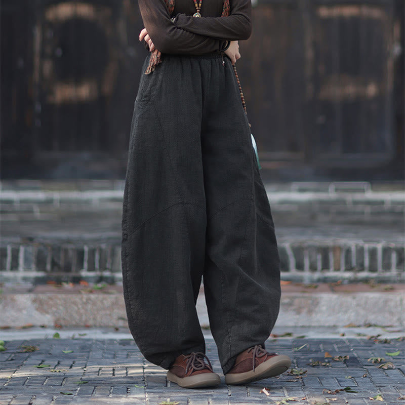 Pantalon thermique d'hiver pour femme en coton ramie, taille élastique et poches , Buddha Stones - image 22