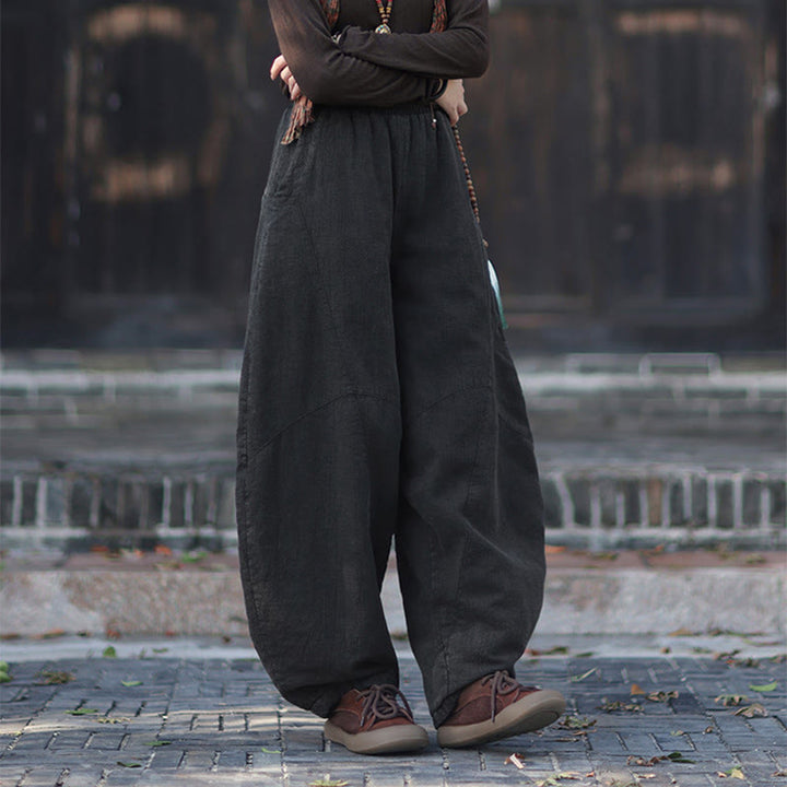 Pantalon thermique d'hiver pour femme en coton ramie, taille élastique et poches , Buddha Stones - image 22