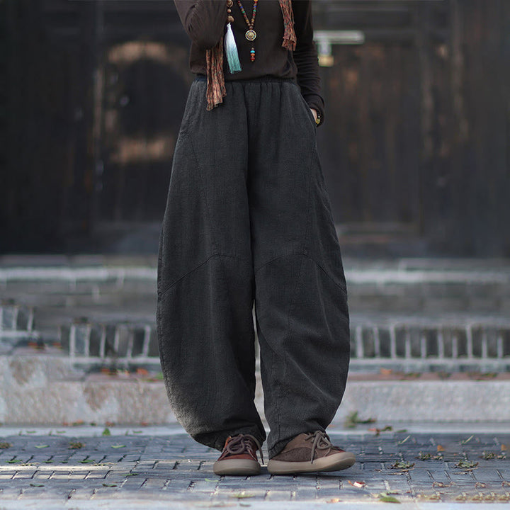 Pantalon thermique d'hiver pour femme en coton ramie, taille élastique et poches , Buddha Stones - image 24