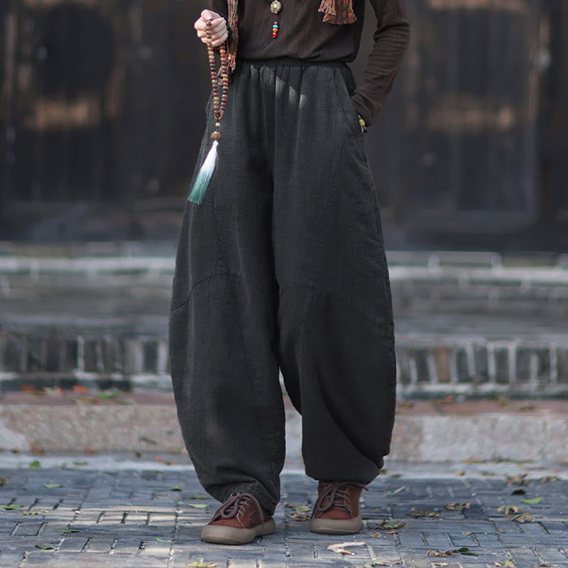 Pantalon thermique d'hiver pour femme en coton ramie, taille élastique et poches , Buddha Stones - image 25