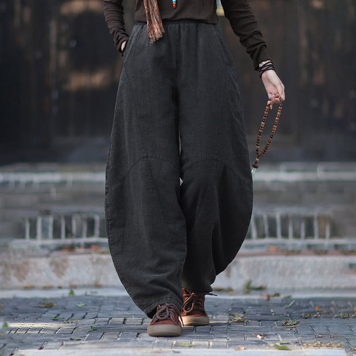 Pantalon thermique d'hiver pour femme en coton ramie, taille élastique et poches , Buddha Stones - image 21