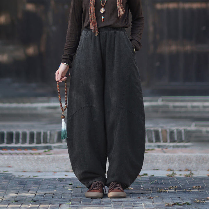 Pantalon thermique d'hiver pour femme en coton ramie, taille élastique et poches , Buddha Stones - image 26