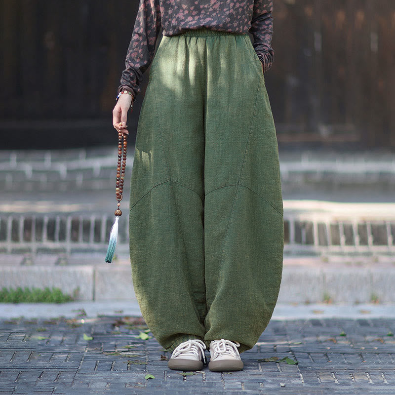 Pantalon thermique d'hiver pour femme en coton ramie, taille élastique et poches , Buddha Stones - image 31