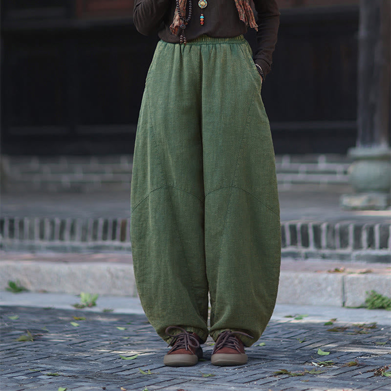 Pantalon thermique d'hiver pour femme en coton ramie, taille élastique et poches , Buddha Stones - image 32