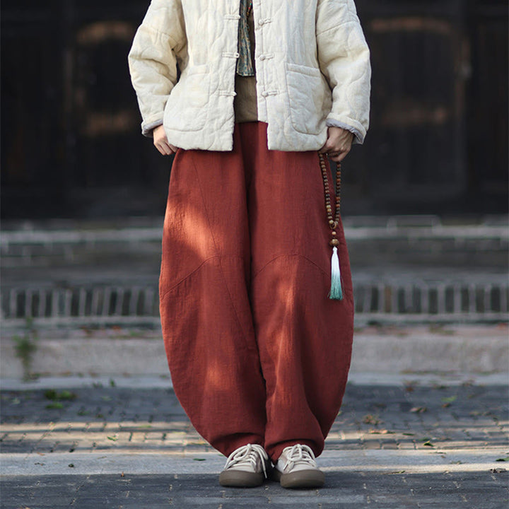 Pantalon thermique d'hiver pour femme en coton ramie, taille élastique et poches , Buddha Stones - image 35