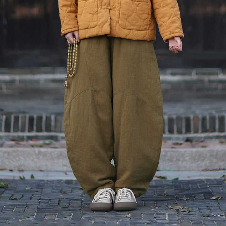 Pantalon thermique d'hiver pour femme en coton ramie, taille élastique et poches , Buddha Stones - image 37