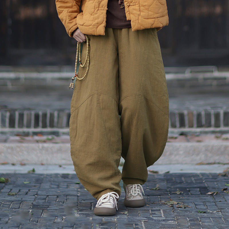 Pantalon thermique d'hiver pour femme en coton ramie, taille élastique et poches , Buddha Stones - image 38