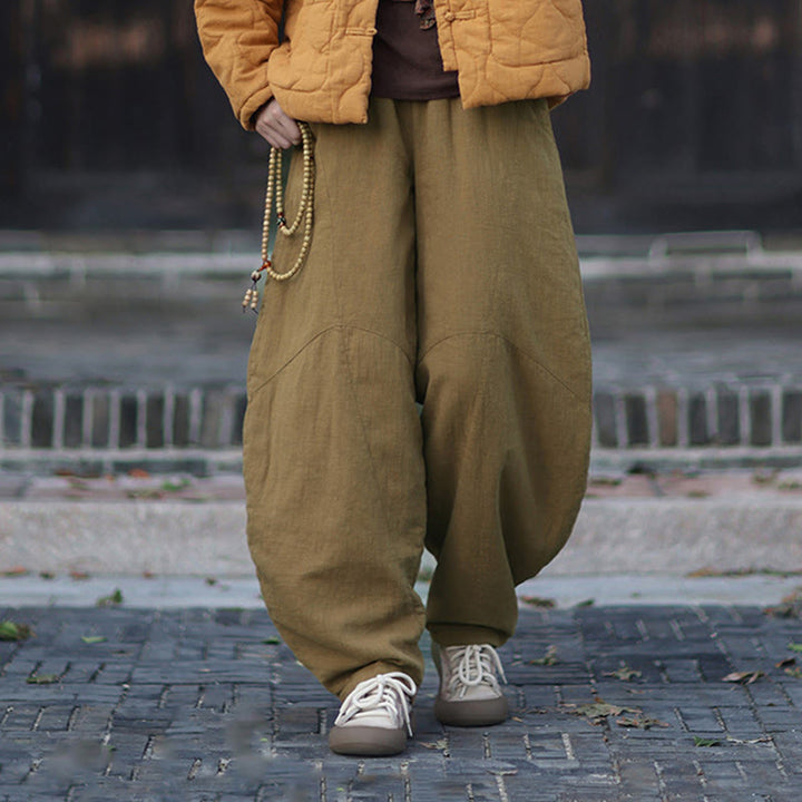 Pantalon thermique d'hiver pour femme en coton ramie, taille élastique et poches , Buddha Stones - image 38