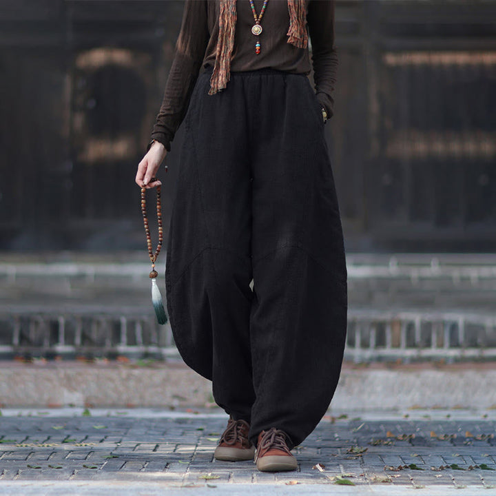 Pantalon thermique d'hiver pour femme en coton ramie, taille élastique et poches , Buddha Stones - image 44