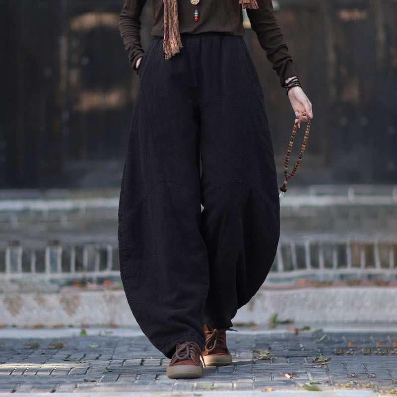 Pantalon thermique d'hiver pour femme en coton ramie, taille élastique et poches , Buddha Stones - image 43