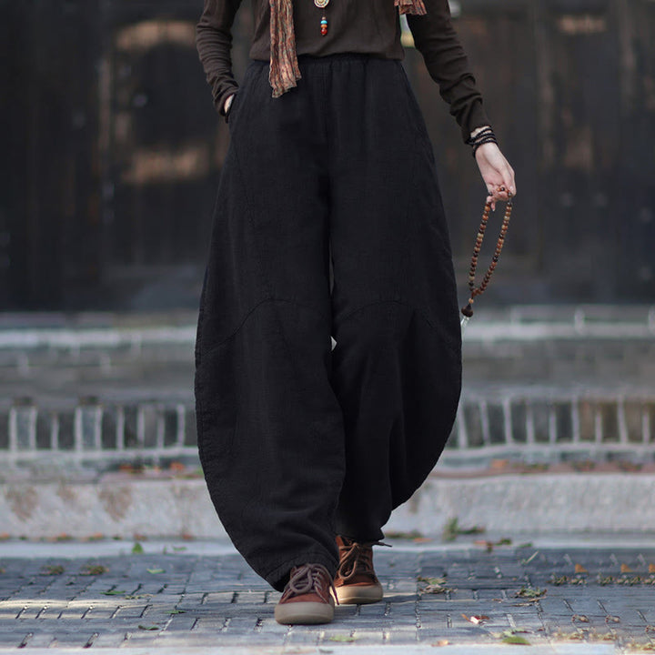 Pantalon thermique d'hiver pour femme en coton ramie, taille élastique et poches , Buddha Stones - image 43