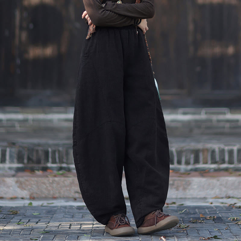 Pantalon thermique d'hiver pour femme en coton ramie, taille élastique et poches , Buddha Stones - image 42