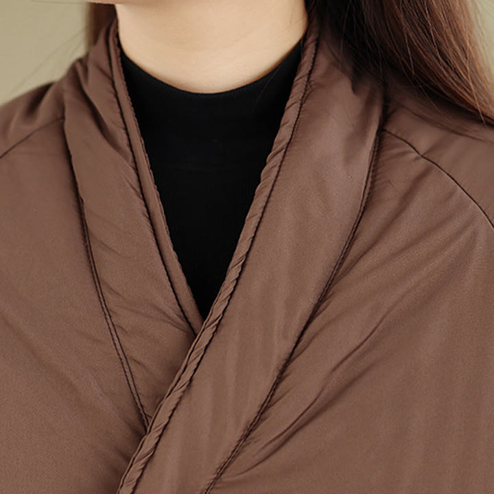 Manteau d'hiver en coton pour femme, à manches longues, col en V, boutons et poches, Buddha Stones - image 7