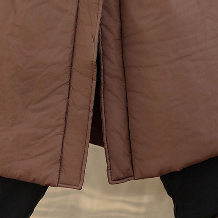 Manteau d'hiver en coton pour femme, à manches longues, col en V, boutons et poches, Buddha Stones - image 10