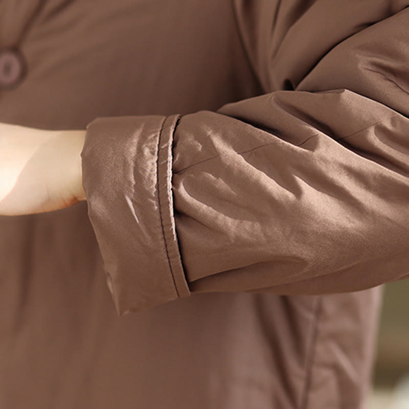 Manteau d'hiver en coton pour femme, à manches longues, col en V, boutons et poches, Buddha Stones - image 9