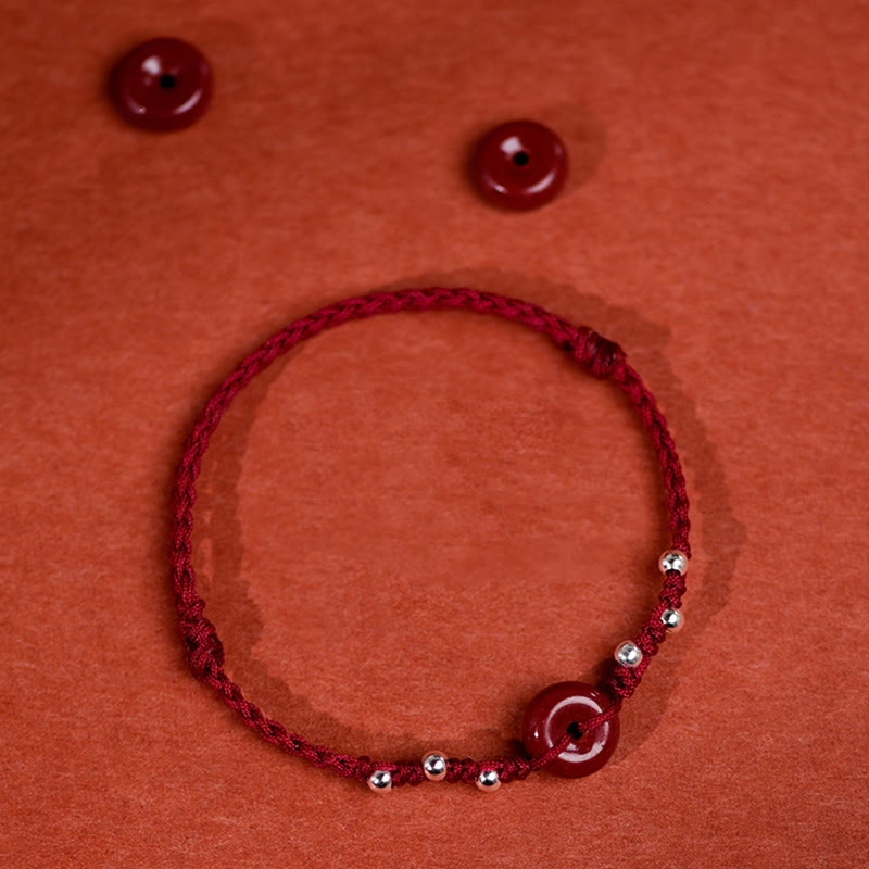Bracelet de cheville ajustable en cinabre et Buddha Stones, boucle de paix, fait main, avec cordon, symbole de bénédiction - image 14