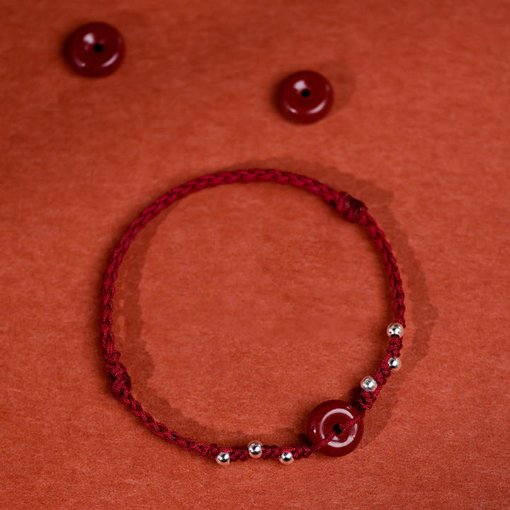 Bracelet de cheville ajustable en cinabre et Buddha Stones, boucle de paix, fait main, avec cordon, symbole de bénédiction - image 14