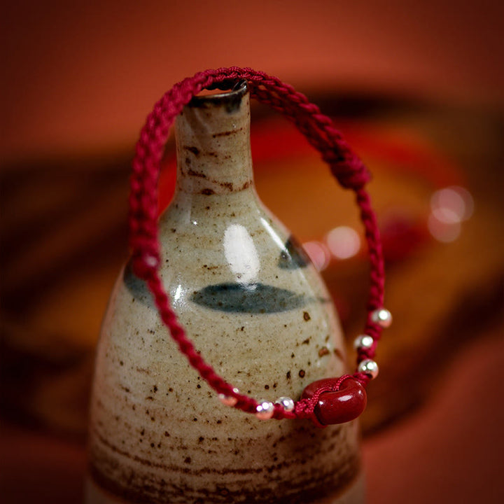 Bracelet de cheville ajustable en cinabre et Buddha Stones, boucle de paix, fait main, avec cordon, symbole de bénédiction - image 17