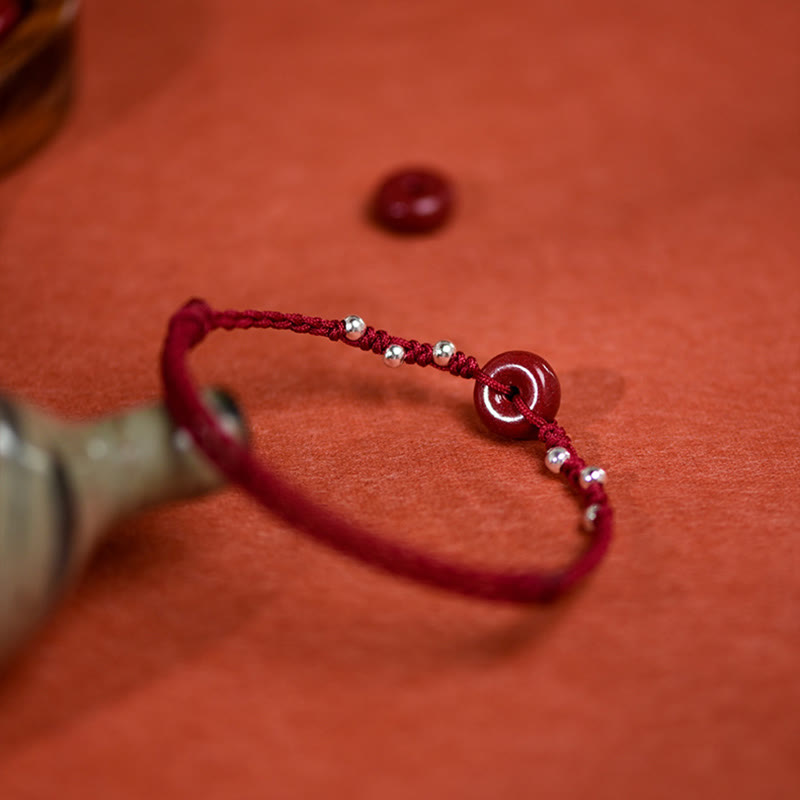 Bracelet de cheville ajustable en cinabre et Buddha Stones, boucle de paix, fait main, avec cordon, symbole de bénédiction - image 15