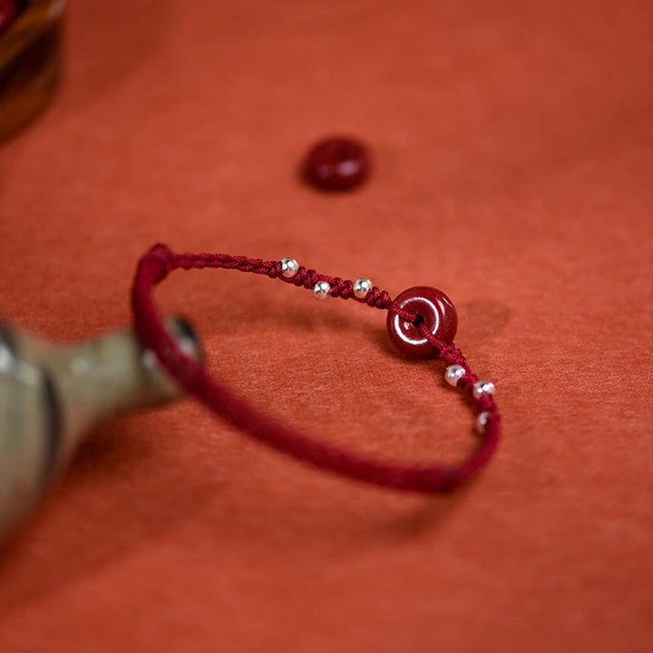 Bracelet de cheville ajustable en cinabre et Buddha Stones, boucle de paix, fait main, avec cordon, symbole de bénédiction - image 15
