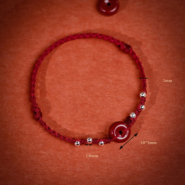 Bracelet de cheville ajustable en cinabre et Buddha Stones, boucle de paix, fait main, avec cordon, symbole de bénédiction - image 18