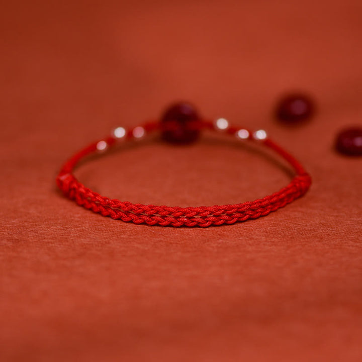 Bracelet de cheville ajustable en cinabre et Buddha Stones, boucle de paix, fait main, avec cordon, symbole de bénédiction - image 4